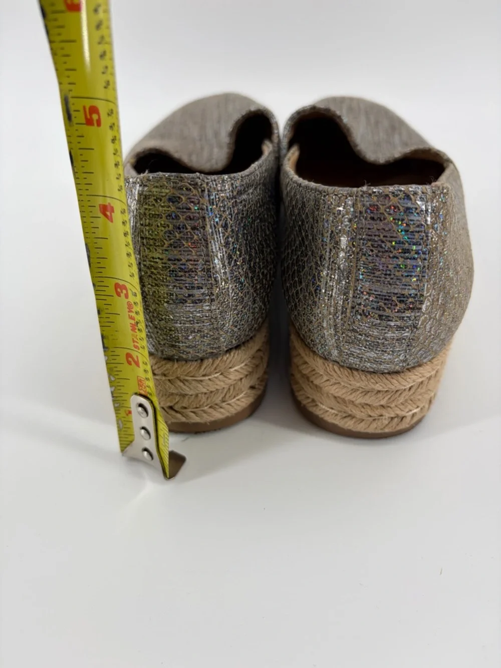 Naturalizer Thea 3 Platform Espadrilles Shoes Metallic Iredescent Silver Sz  8.5
